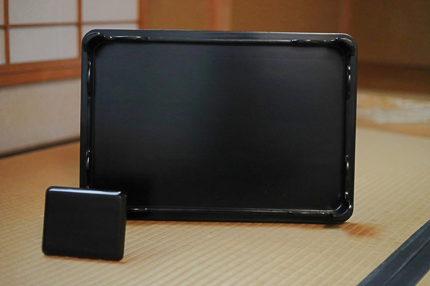 Japanese antique 1910s Gorgeous Lacquer full set Sake cup/ Pot/ Table/ box /plates /black gold pine crane MAKIE URUSHI 17.3in×12in/44×30.5cm