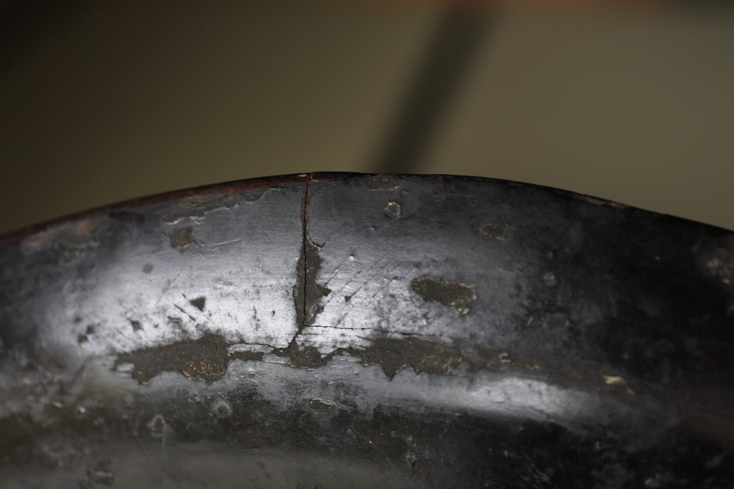 Japanese antique round wooden tray, lacquered in red and black with walnut legs, urushi OBON sencha tea H2xW14.6in / H5xW37cm