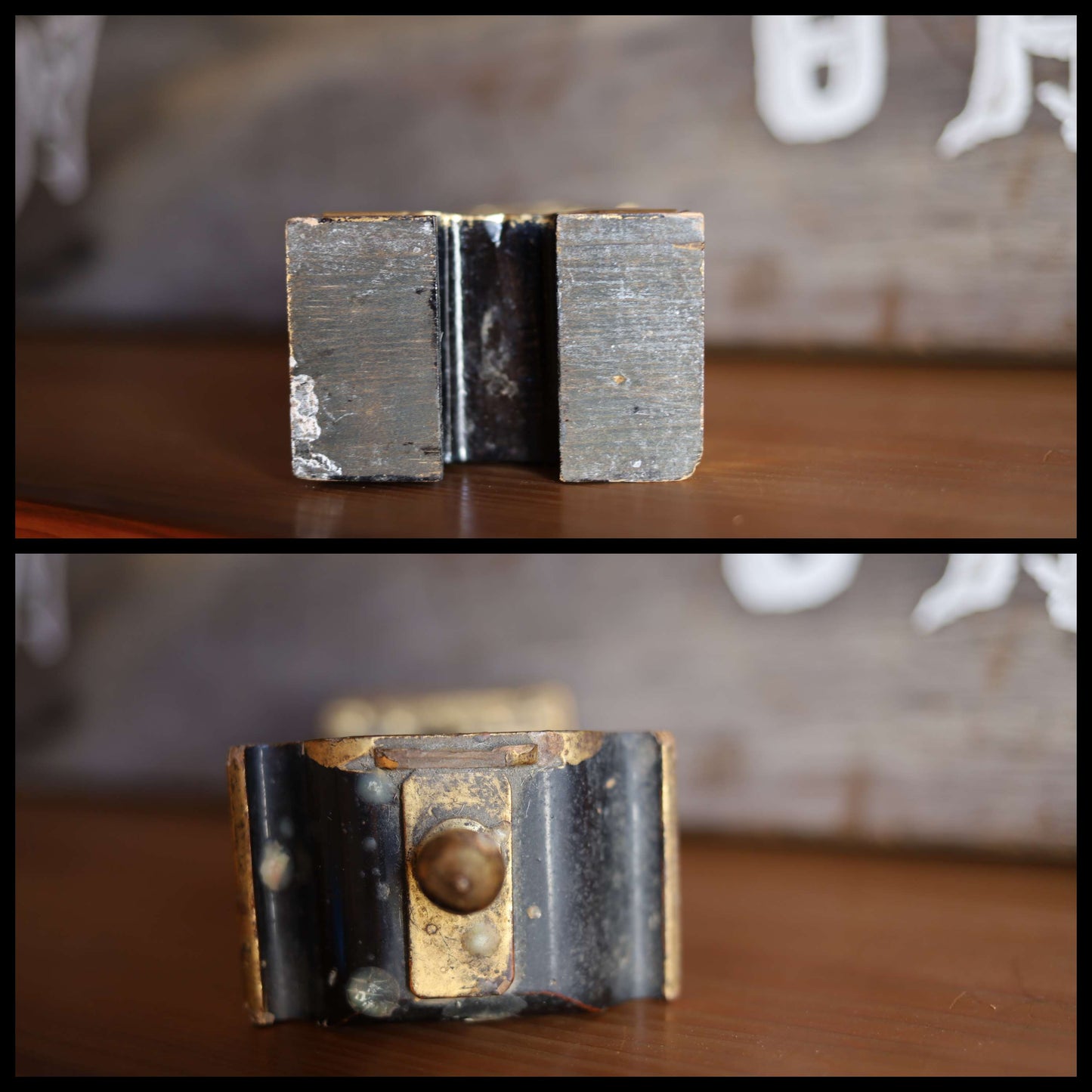 Japanese vintage IHAI Buddhist Household Shrine Altar Small Memorial ancestral Temple wood lacquer gold clouds lotus 1970s H9.6in/H24.4cm