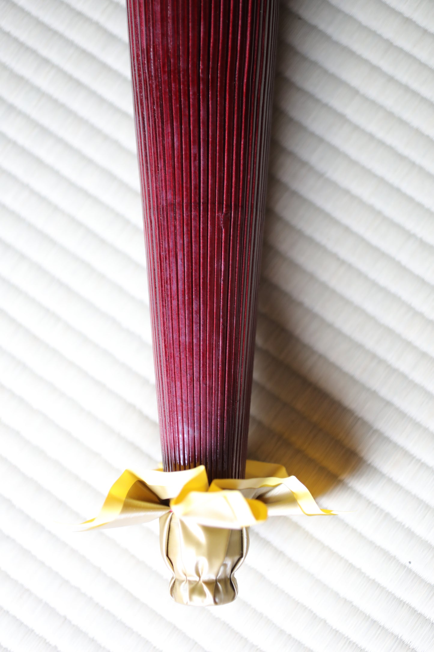 Japanese vintage KIMONO item Traditional Umbrella WAGASA BANGASA  in dark red , made of paper and bamboo   H29.7×42.1in/H75.5×107cm