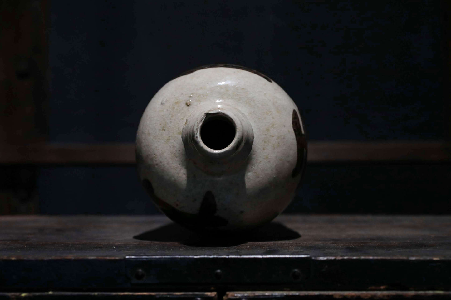 Japanese Antique ceramic jar Sake bottle Tokkuri 1920s Japan art craft with Kanji calligraphy ornament H10.6×5.1in/H27×13cm