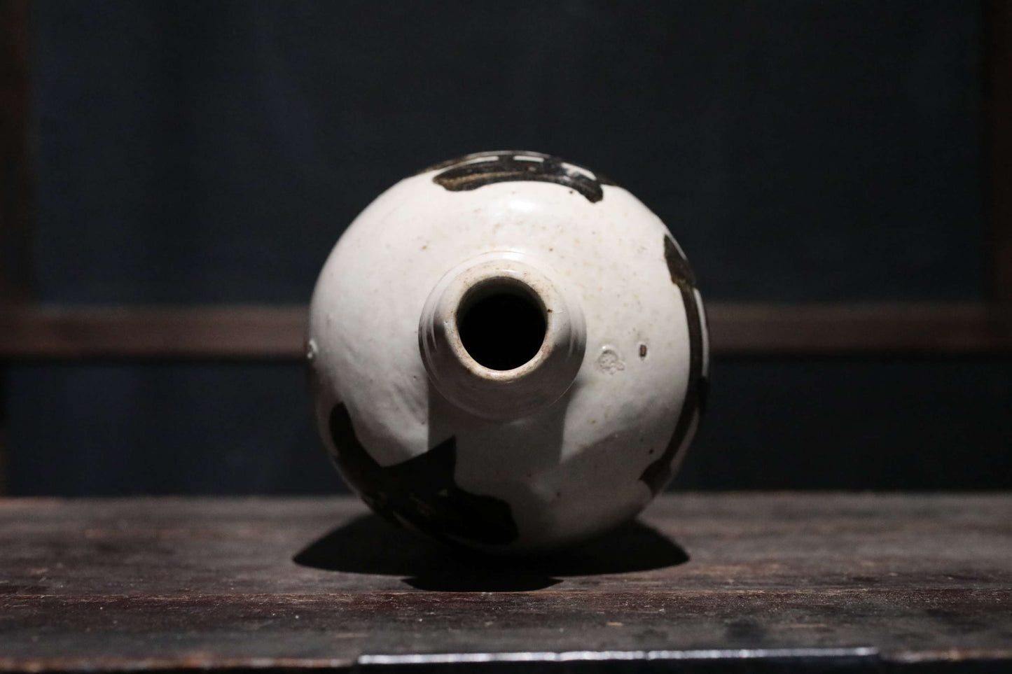 Antique Japanese Ceramic Sake Bottle, Kanji Calligraphy (1930s)