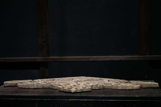 Antique Japanese Wood Carving Gegyo, Temple Water Crest Sculpture EDO