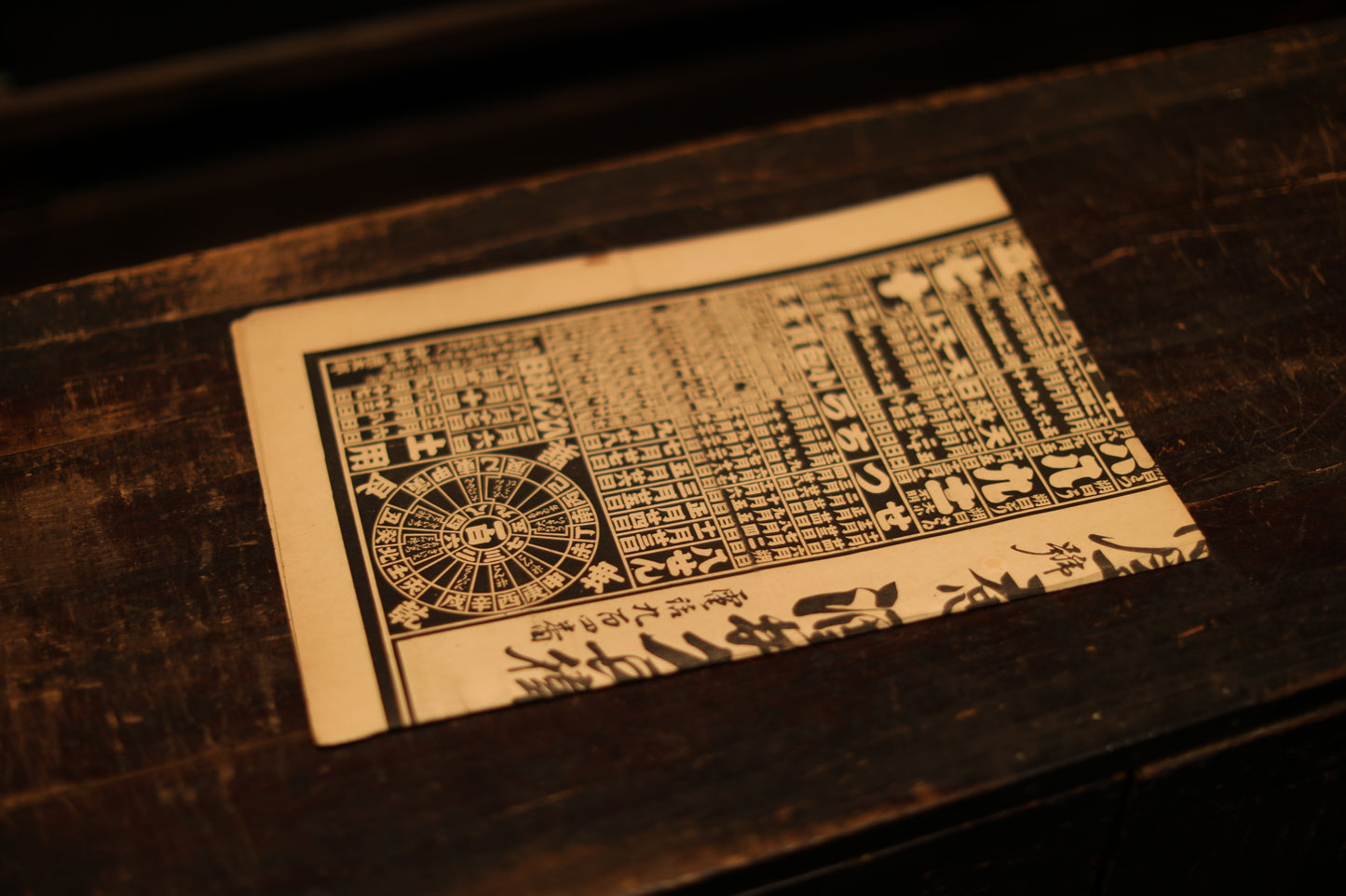 Japanese vintage conversion table between the solar and lunisolar calendar in Kanji calligraphy H29.5×W20.5in/H75×W52cm, printed paper