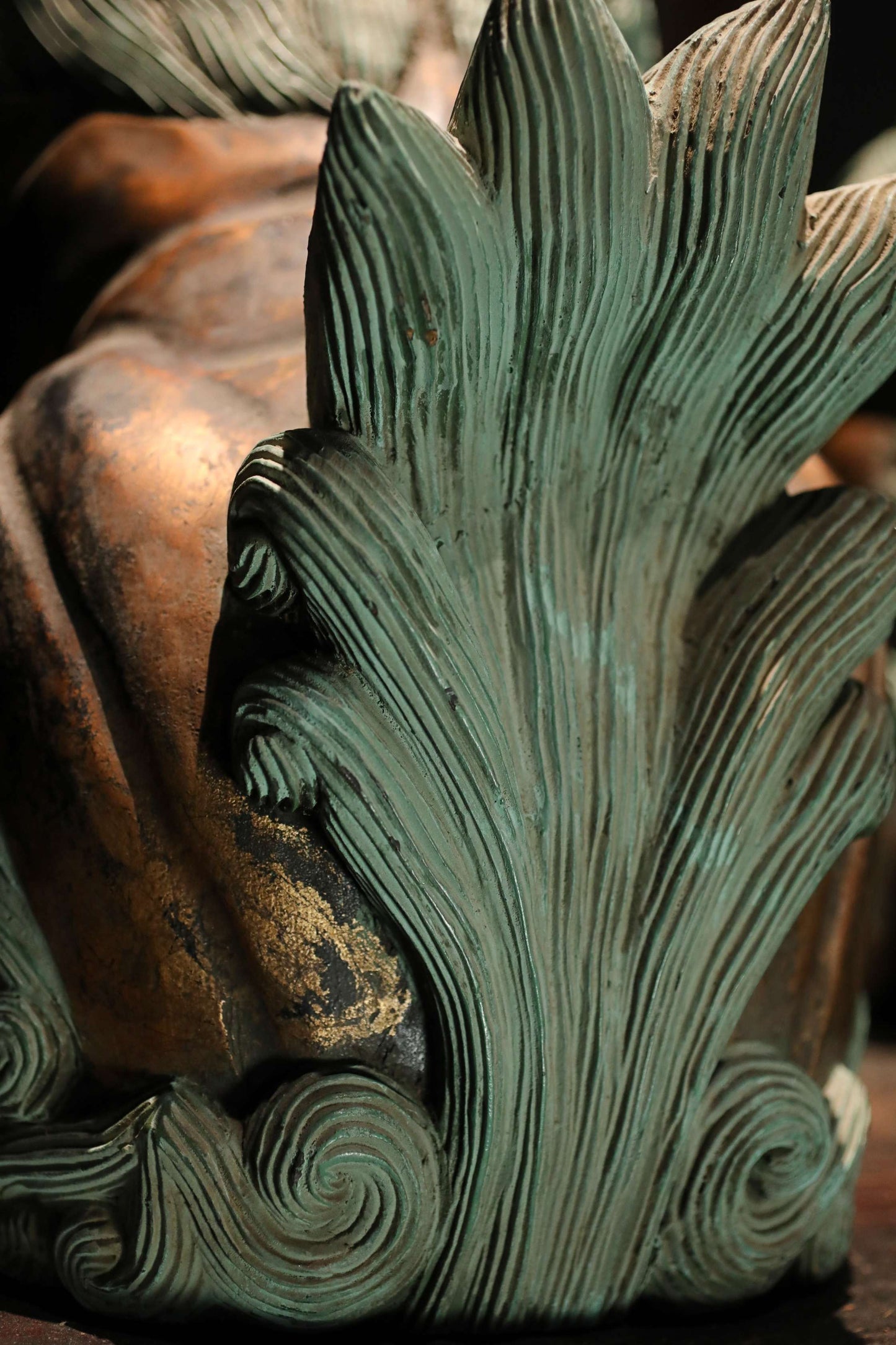 Antique Japanese Wood Shishi Lion Sculptures pair, Temple Guardian Statues, 1900s