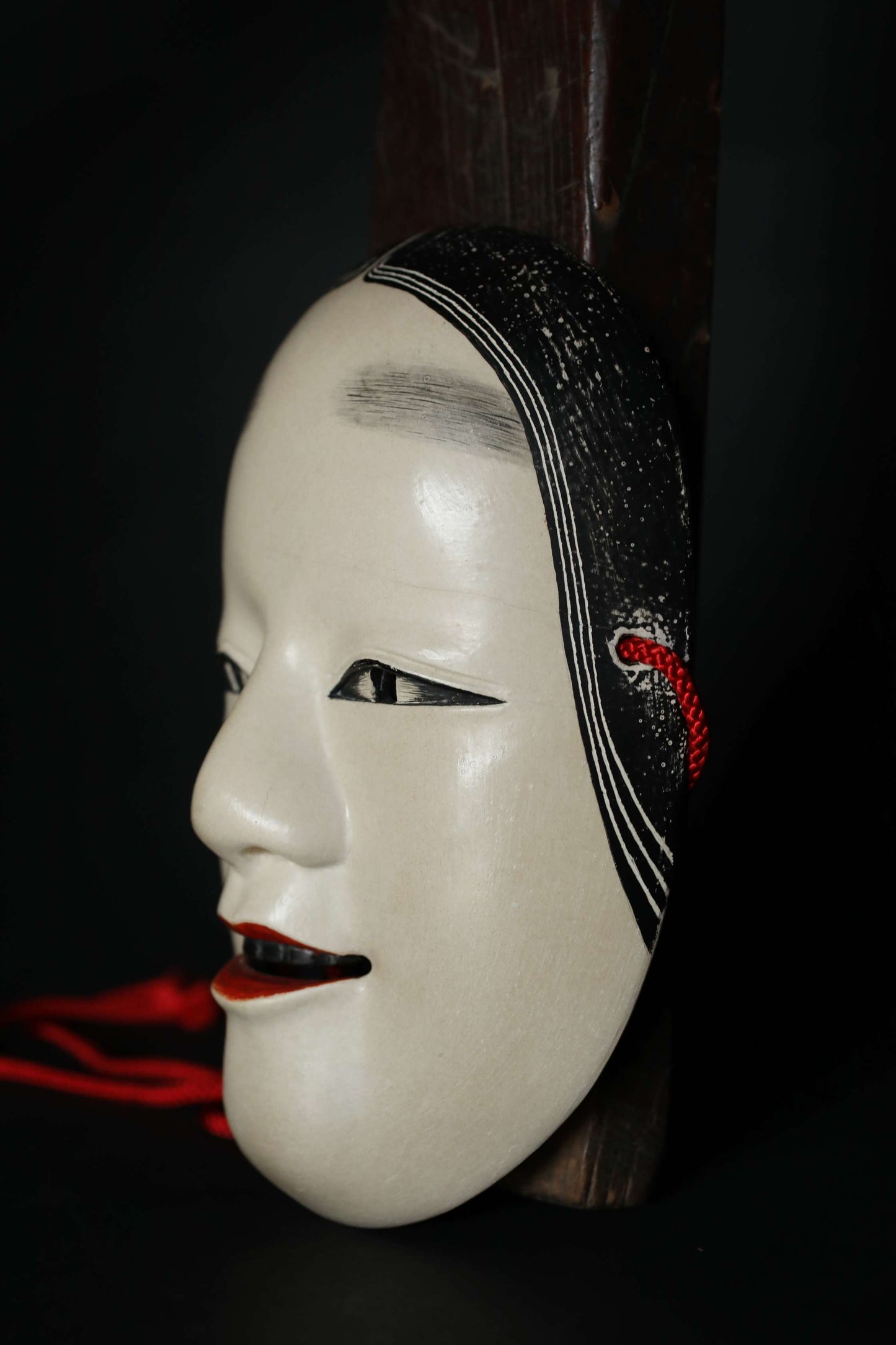 Japanese NOH mask wood carving KOOMOTE wall ornament Famous master signed boxed