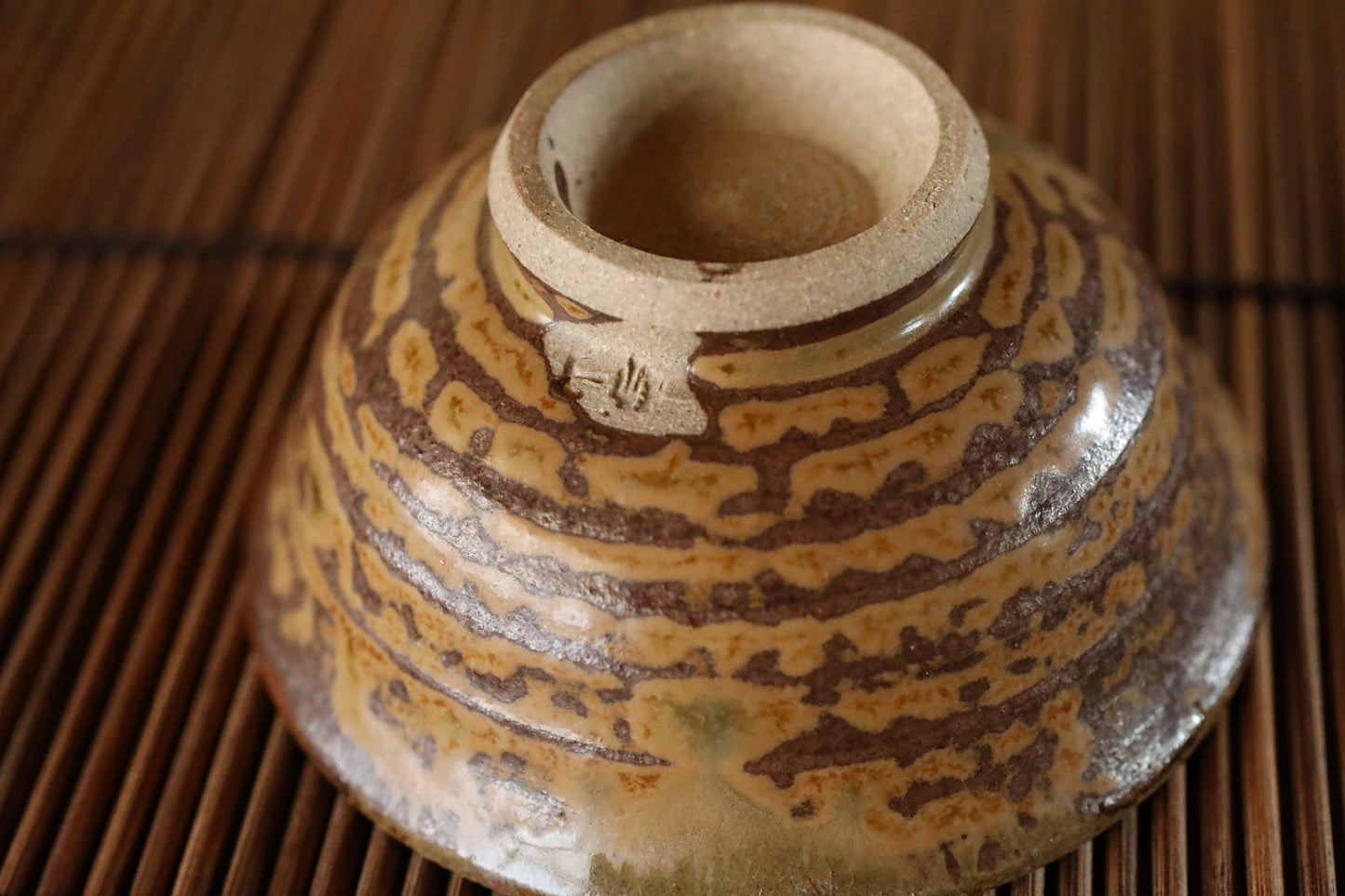 Japanese vintage sake cup, "Takatori ware " handmade with signature,  ochoko for Japanese rice wine, For gift, H1.4×2.8in/3.5x7.1cm