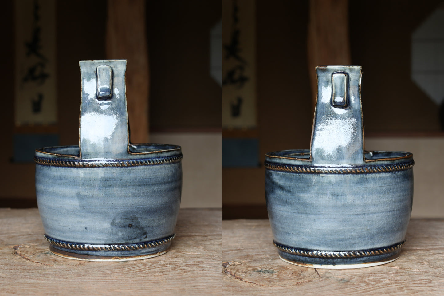 Japanese antique porcelain Sake bottle vase indigo blue&white hand painting flower SOMETSUKE KOIMARI 1800s EDO craft  H9.8×5.9in/H25×15cm (コピー)