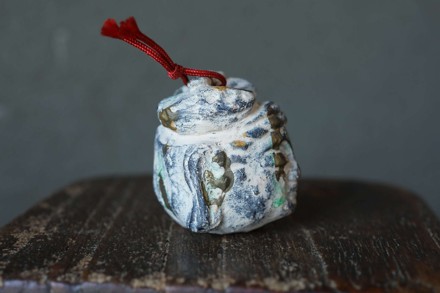 Japanese small pottery bell head of a Buddha statue ornament Paper weight, Christmas Ornaments vintage small bell H2.2in/H5.5cm