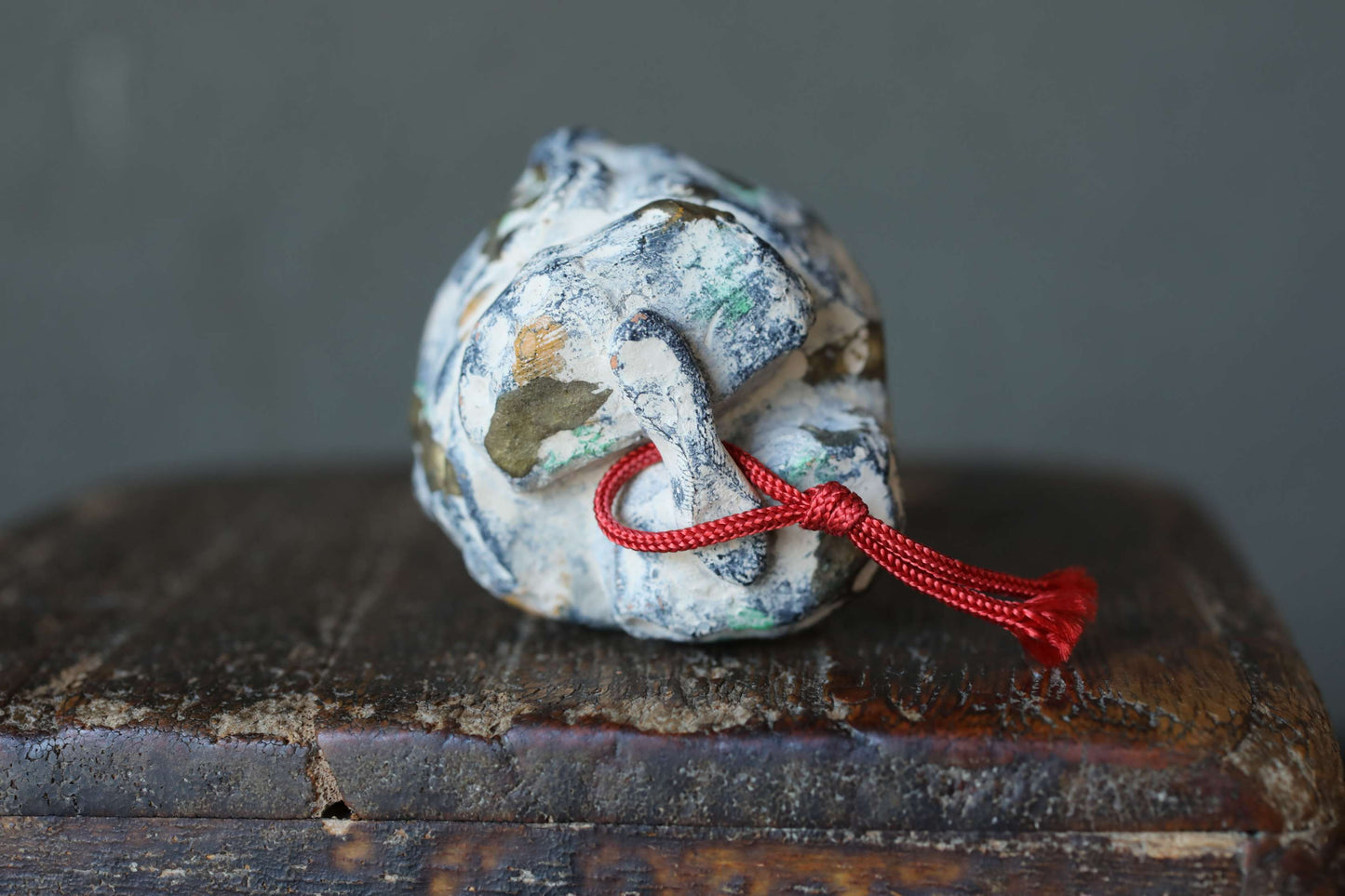 Japanese small pottery bell head of a Buddha statue ornament Paper weight, Christmas Ornaments vintage small bell H2.2in/H5.5cm