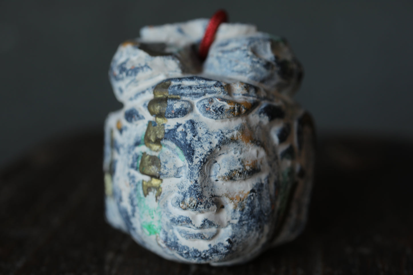 Japanese small pottery bell head of a Buddha statue ornament Paper weight, Christmas Ornaments vintage small bell H2.2in/H5.5cm
