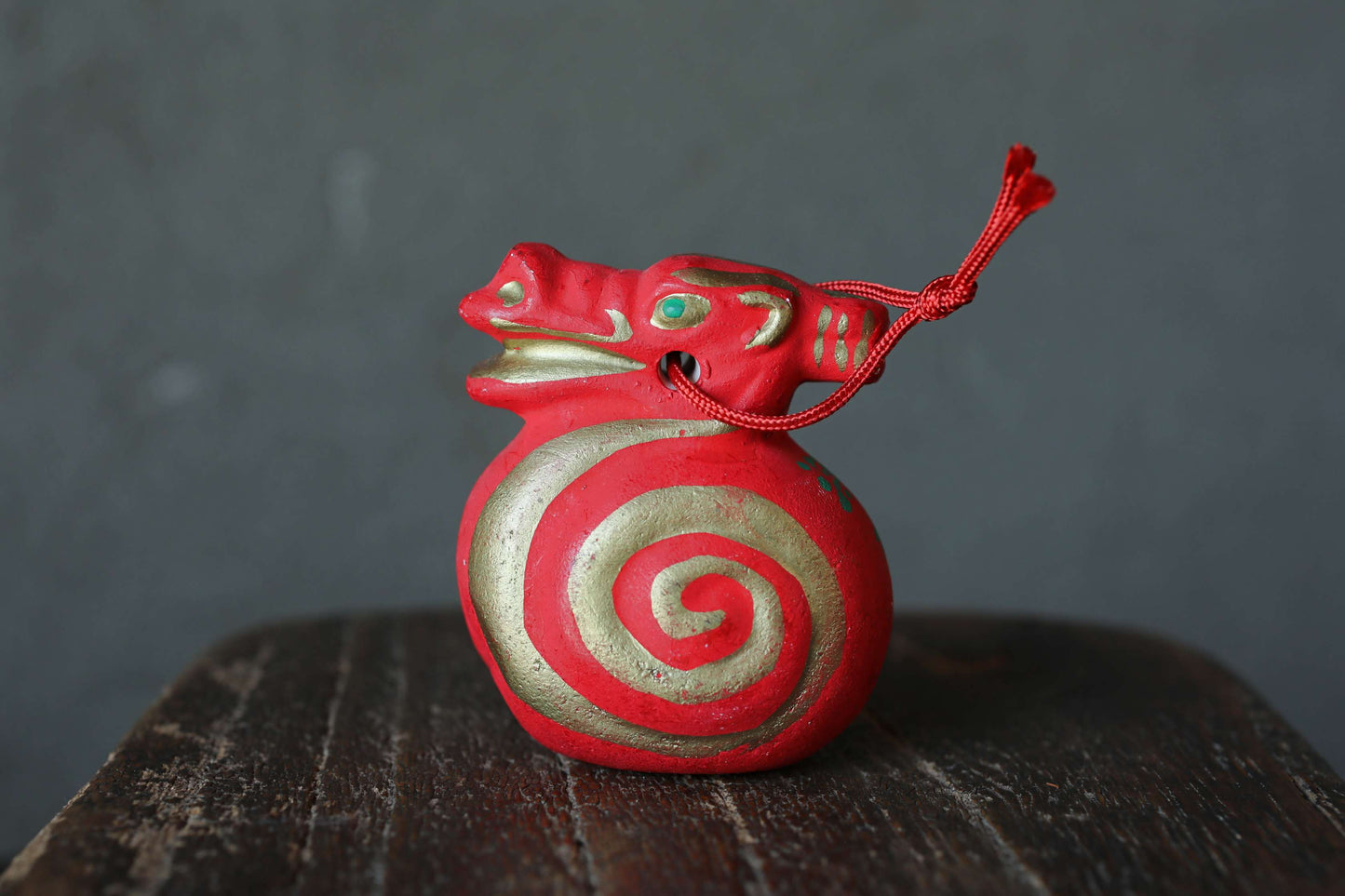 Japanese small pottery bell dragon doll Paper weight, Christmas Ornaments Japanese vintage small bell H2.8in/7cm