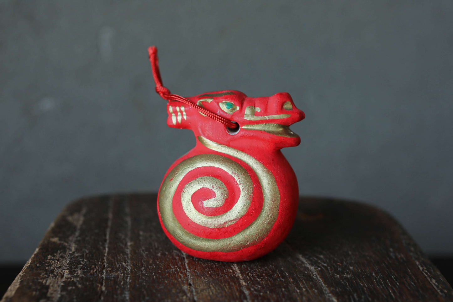 Japanese small pottery bell dragon doll Paper weight, Christmas Ornaments Japanese vintage small bell H2.8in/7cm