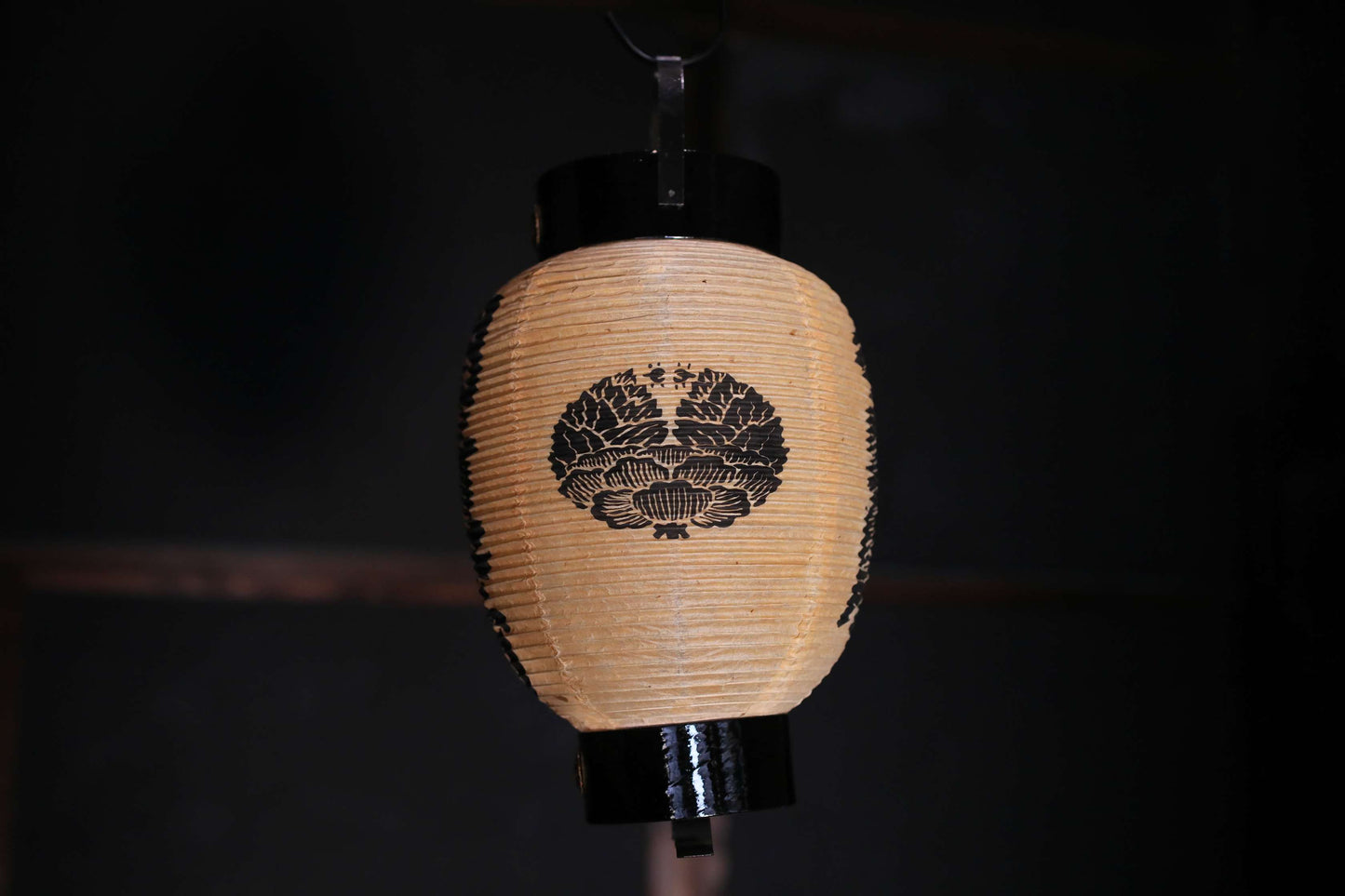 Japanese vintage hanging paper lantern shade Candle holder SUMURAI Family crest "chouchin"Kanji calligraphy H9.4in/H24cm