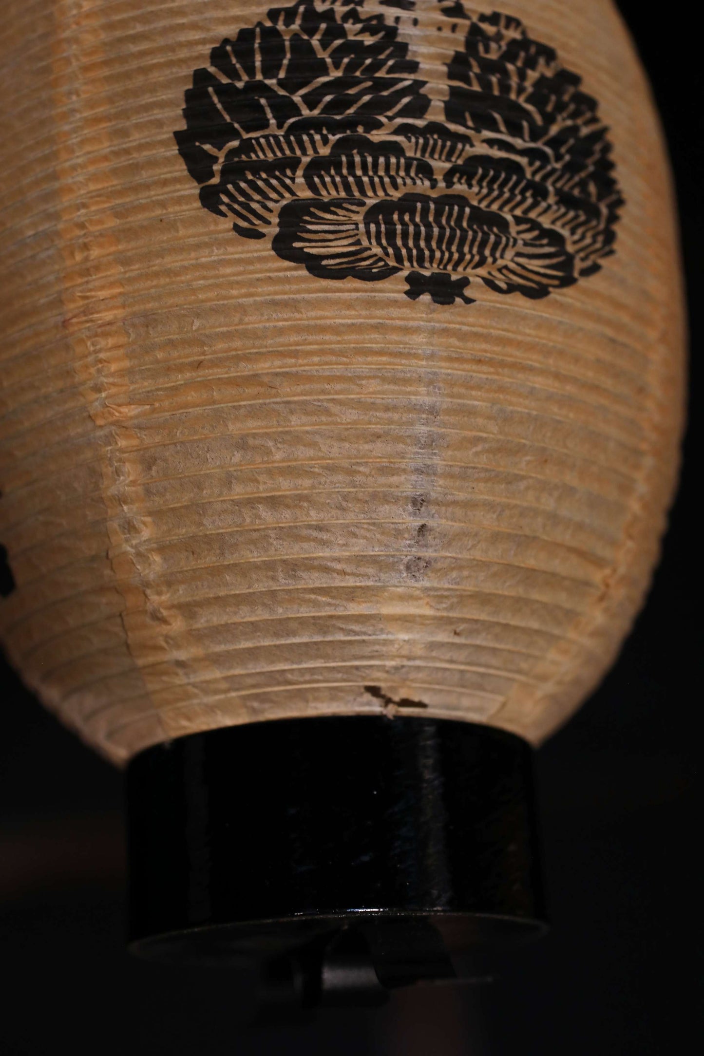 Japanese vintage hanging paper lantern shade Candle holder SUMURAI Family crest "chouchin"Kanji calligraphy H9.4in/H24cm