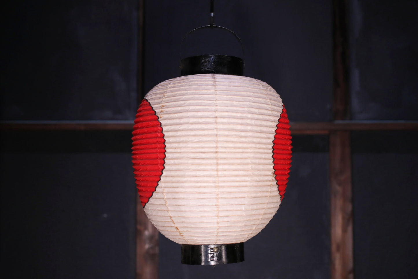 Japanese vintage hanging paper lantern with red circle Candle holder for the shrine Festival Light offered to God "chouchin" H16.1in/H41cm (コピー)