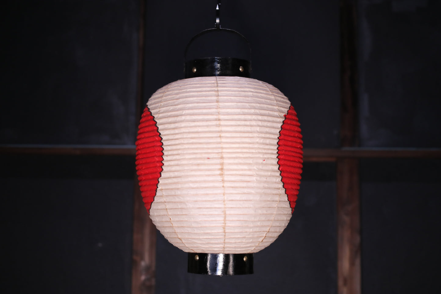 Japanese vintage hanging paper lantern with red circle Candle holder for the shrine Festival Light offered to God "chouchin" H16.1in/H41cm (コピー)