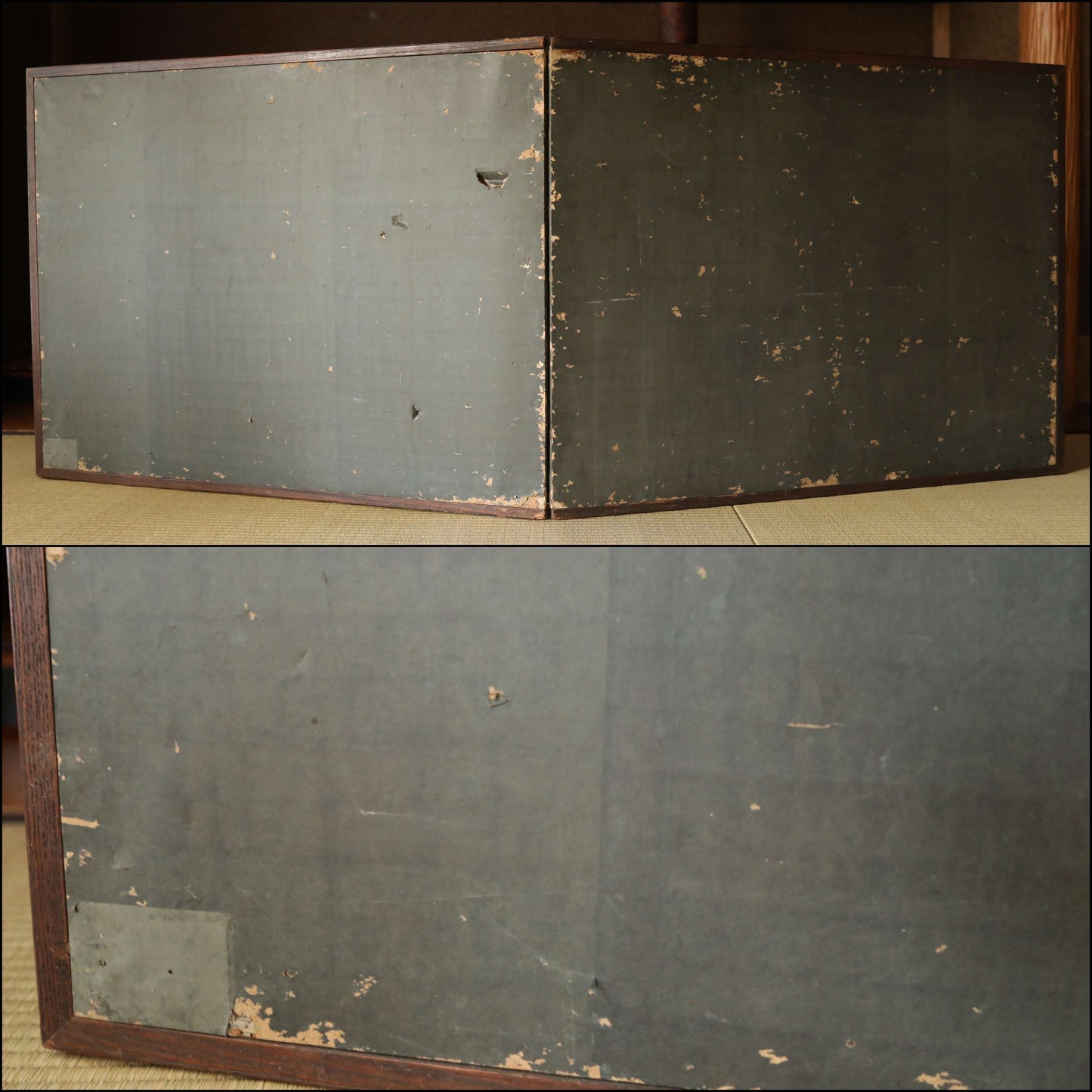 FINE! Japanese antique furniture 1800s EDO Byobu wind screen hand painting, Real Gold Clouds with pine tree W74in/H188cm