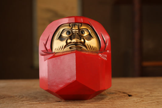 Daruma- Large Vintage Metal Figurine, Japanese Ornament (H8.7x7.1in/H22cm×18cm)