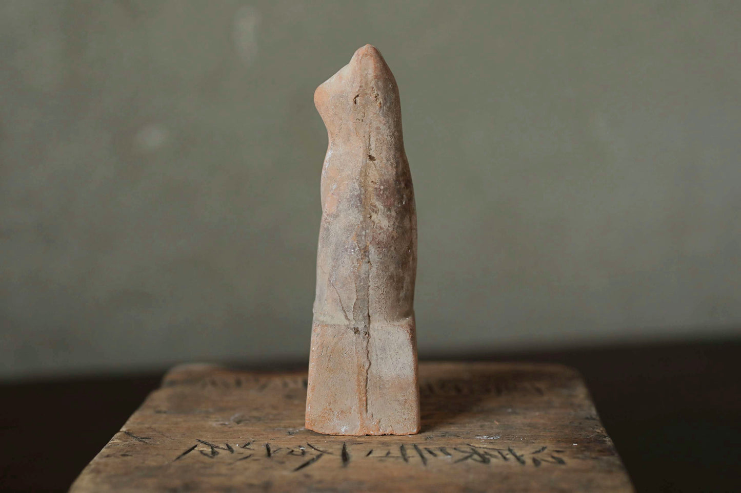 Japanese Antique 1910s KITSUNE doll Pottery from Shinto shrine Altar Foxes art Japanese guardian deity Okimono H3.5in/8.8cm