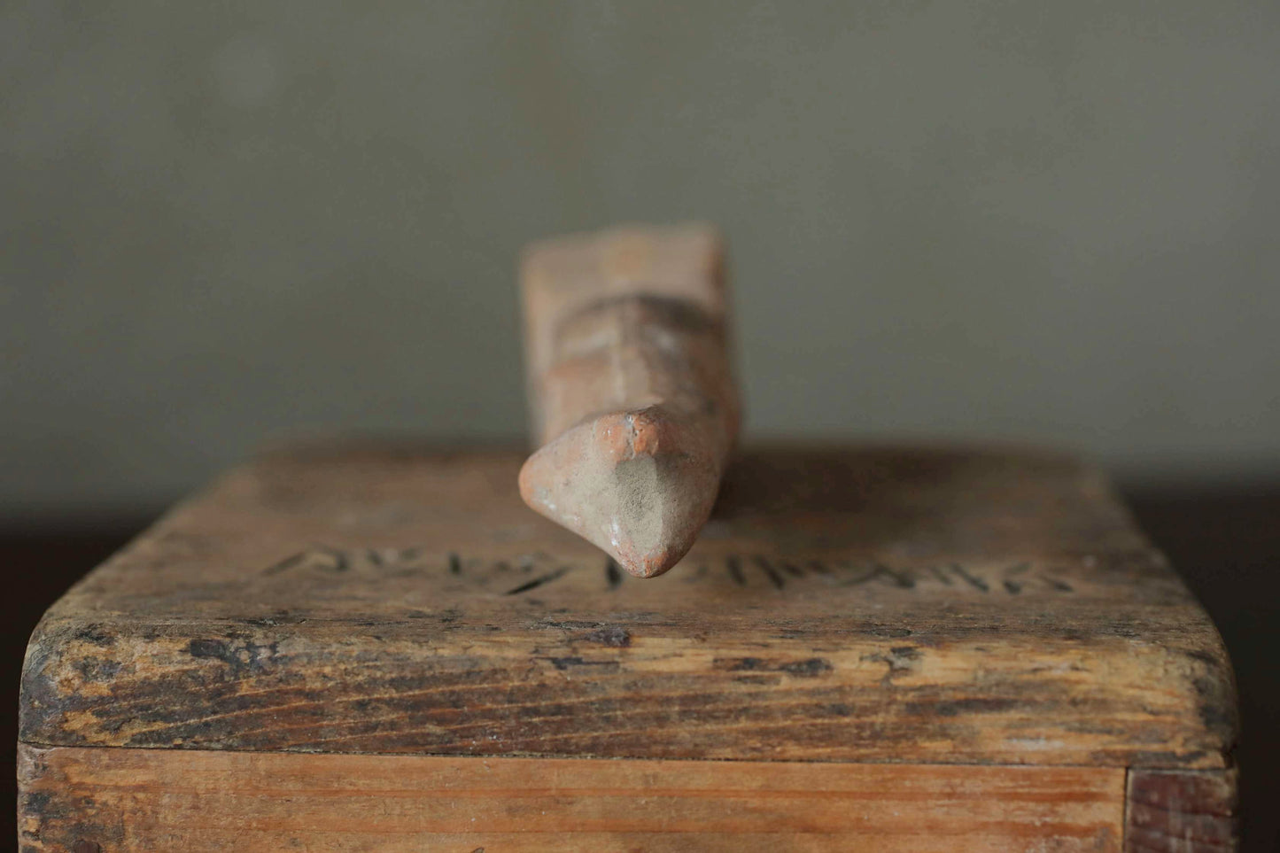 Japanese Antique 1910s KITSUNE doll Pottery from Shinto shrine Altar Foxes art Japanese guardian deity Okimono H3.5in/8.8cm