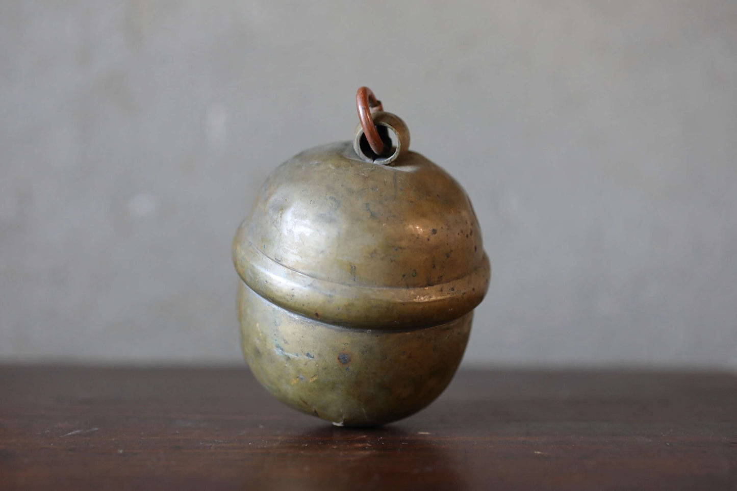 Japanese vintage Brass Bell 1930s shinto shrine hanging small bell made of brass rusting hand metal craft SUZU H4.3in/H11cm