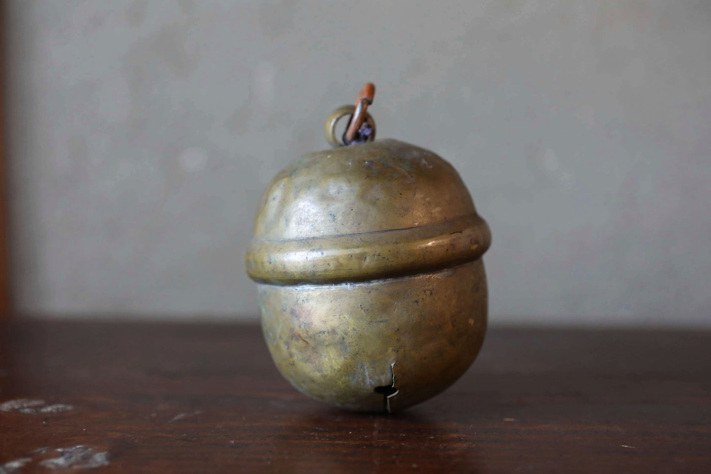 Japanese vintage Brass Bell 1930s shinto shrine hanging small bell made of brass rusting hand metal craft SUZU H4.3in/H11cm