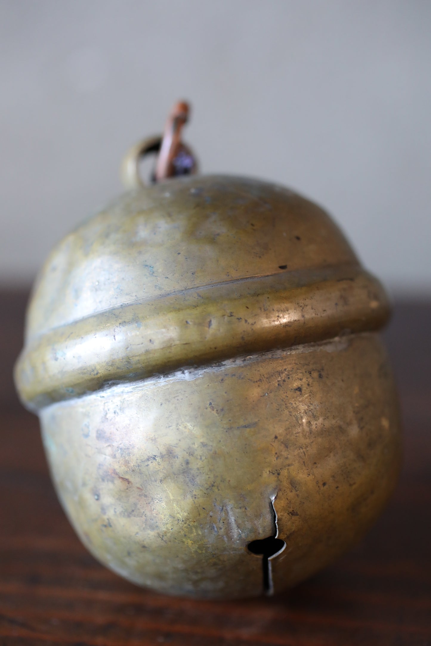 Japanese vintage Brass Bell 1930s shinto shrine hanging small bell made of brass rusting hand metal craft SUZU H4.3in/H11cm