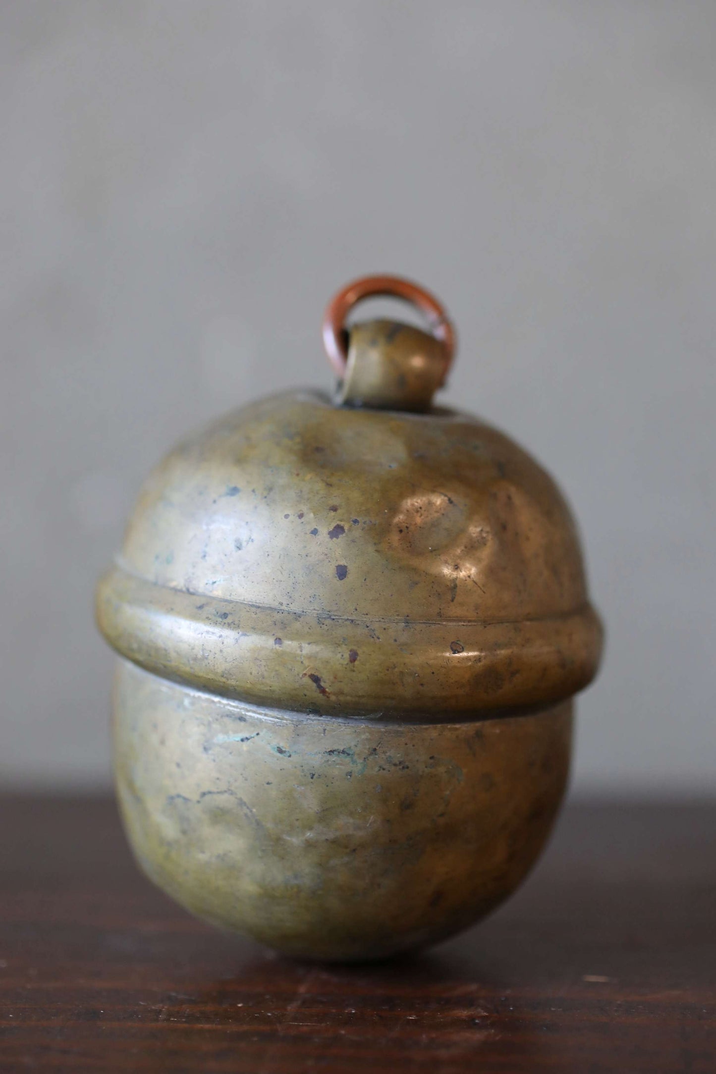 Japanese vintage Brass Bell 1930s shinto shrine hanging small bell made of brass rusting hand metal craft SUZU H4.3in/H11cm