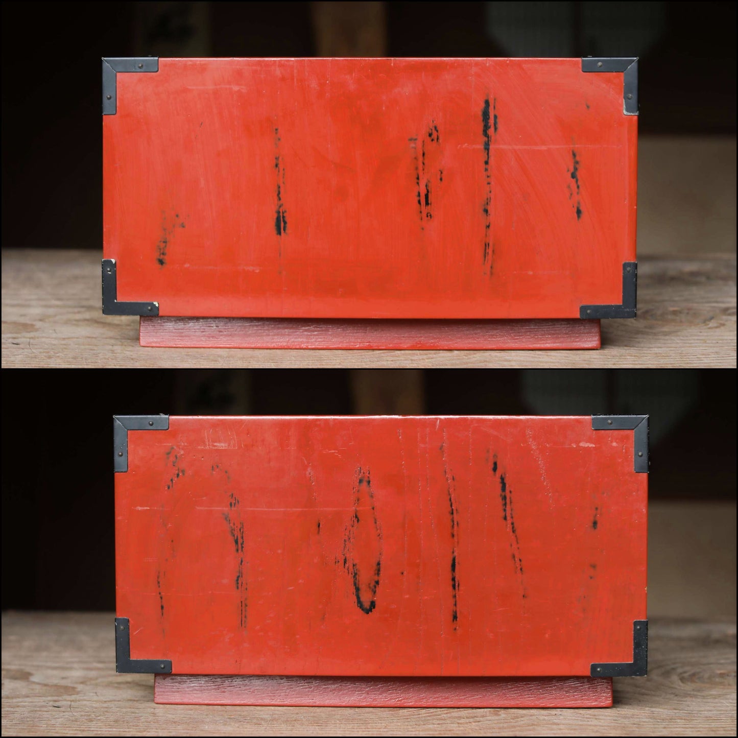 Japanese vintage furniture Small lacquer Chest of drawers "tansu" red & black urushi lacquer wood hand craft H6.7×W8.7×11.8in/H17×22×30cm