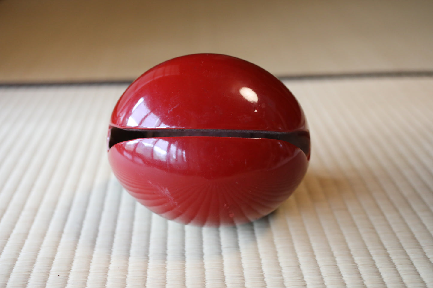 Wooden Fish drum gong"mokugyo" Buddhist tools red, black, gold lacquer with stick Japanese Chanting Musical Drum ornament H7.3in/H18.5cm