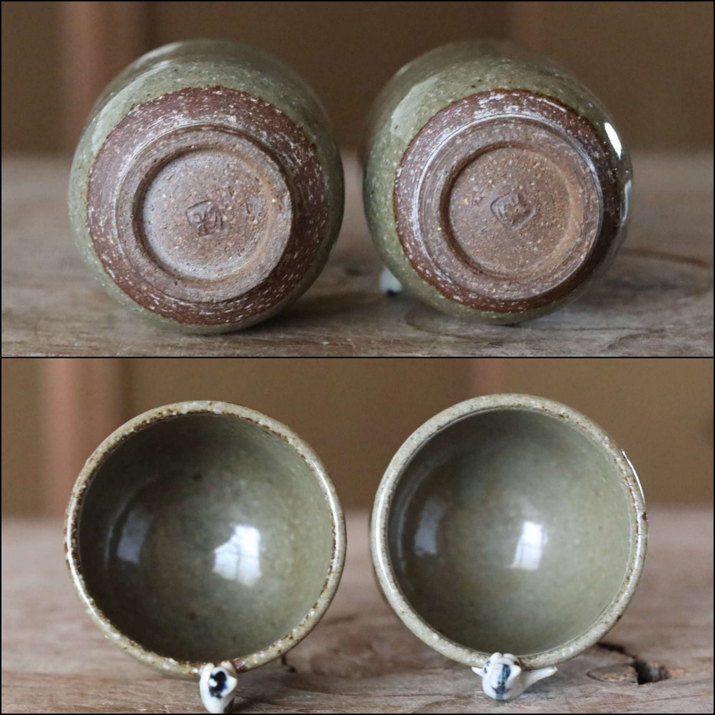 Pair of Japanese ceramic tea cups set Cats scramble up the edge SENCHA with wooden box tableware Tea ceremony For GIFT