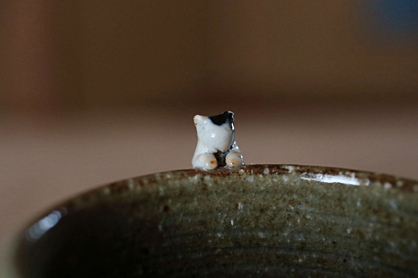 Pair of Japanese ceramic tea cups set Cats scramble up the edge SENCHA with wooden box tableware Tea ceremony For GIFT