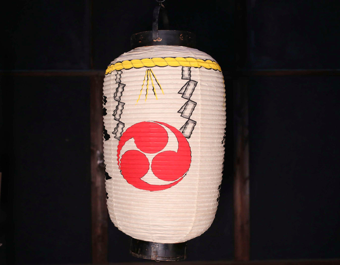 BIG! RARE! Japanese vintage hanging paper lantern Candle holder for the shrine temple Light offered to God "chouchin" H27.2in/H69cm