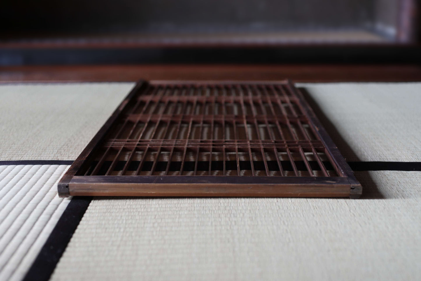 Japanese Furniture antique interior architectural screen,"kumiko, wooden framework" for a sliding screen, shoji, H38.8×17.1in/H98.5×43.5cm