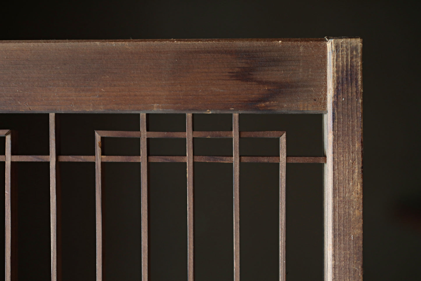 Japanese Furniture antique interior architectural screen,"kumiko, wooden framework" for a sliding screen, shoji, H38.8×17.1in/H98.5×43.5cm