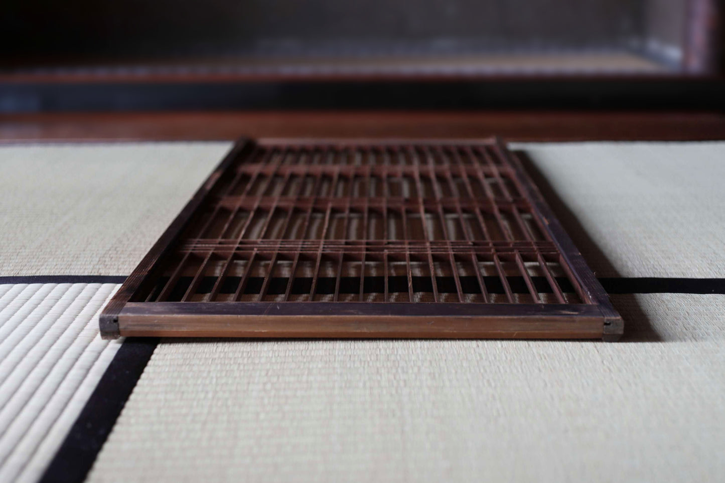 Japanese Furniture antique interior architectural screen,"kumiko, wooden framework" for a sliding screen, shoji, H38.8×17.1in/H98.5×43.5cm