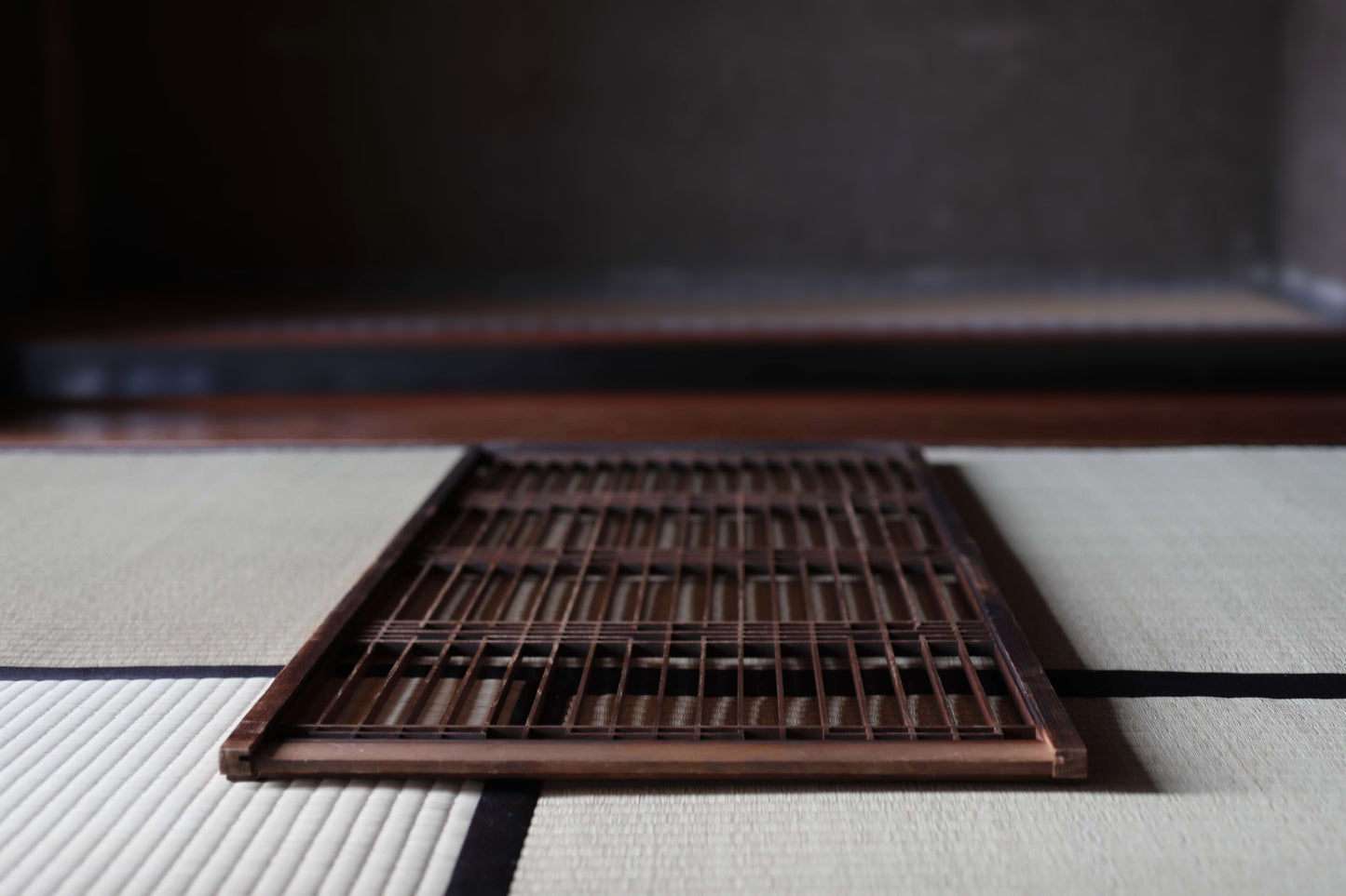 Japanese Furniture antique interior architectural screen,"kumiko, wooden framework" for a sliding screen, shoji, H38.8×17.1in/H98.5×43.5cm