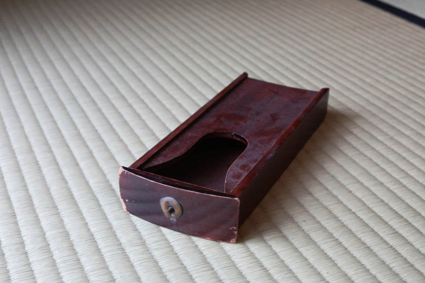 Japanese furniture antique 1800s large lantern cylinder made of brown urushi wood paper lamp shade candle holder ANDON H31.5in/H80.5cm