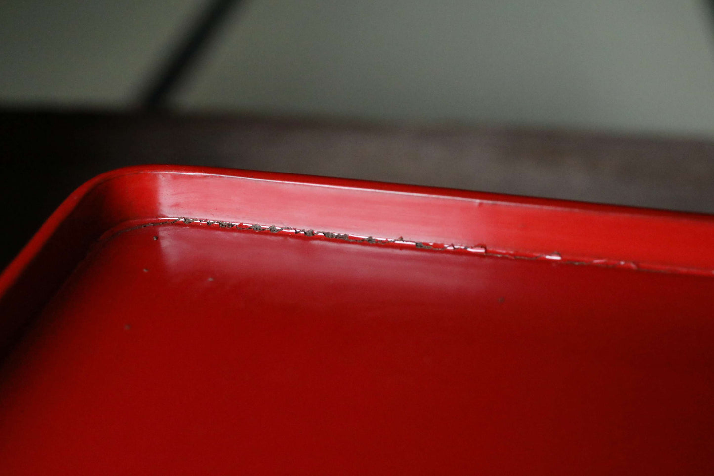 Pair of Japanese antique Urushi Red Lacquer wood tray with legs Large-Medium Set, Serving tray Ozen/Obon/ Japanese furniture 12.4in/31.5cm