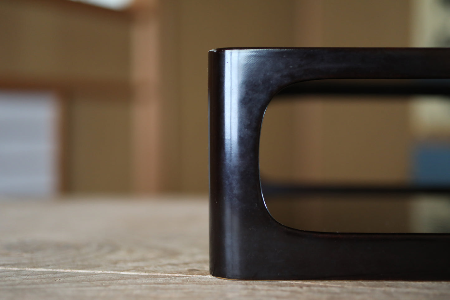 Japanese 1920s black URUSHI lacquer square tray OBON red urushi wooden tableware Tea ceremony OZEN H4.9×11.9in/H12.4×30.3cm