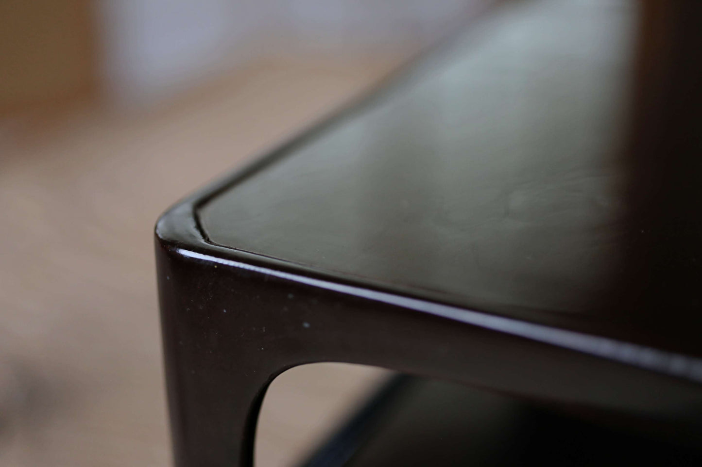 Japanese 1920s black URUSHI lacquer square tray OBON red urushi wooden tableware Tea ceremony OZEN H4.9×11.9in/H12.4×30.3cm