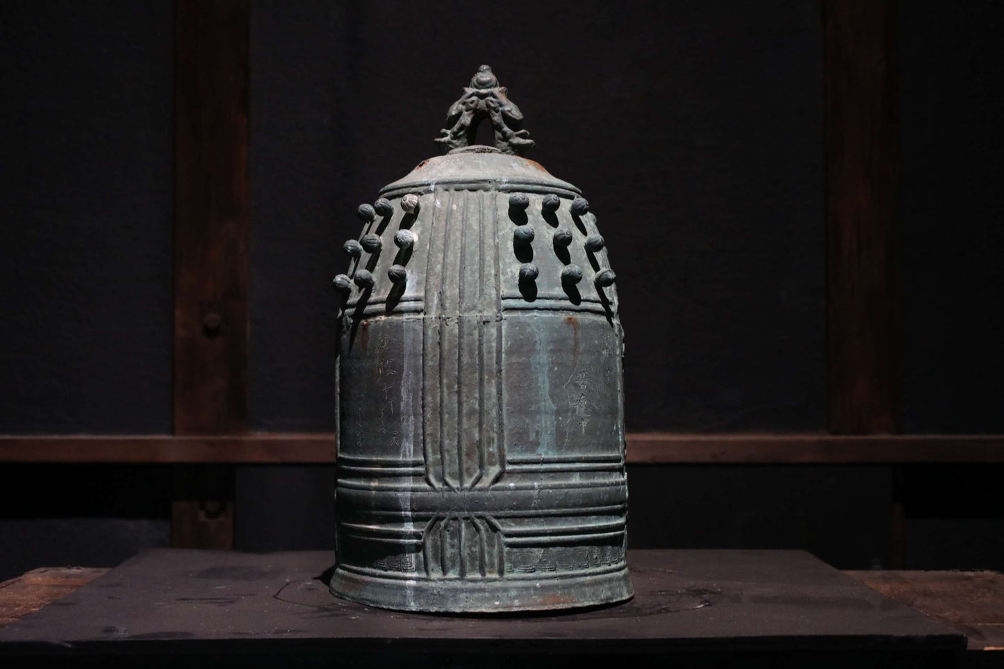 BIG! Japanese antique Buddhist temple bell Bronze large gong, big hanging bell, buddhist alter 梵鐘BON SHOU made in 1829 H18.1in/H46cm