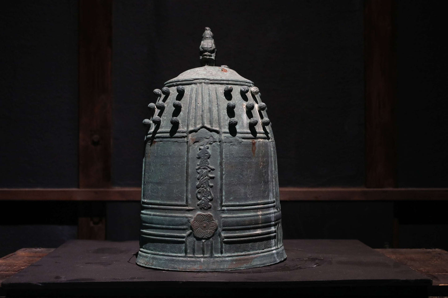 BIG! Japanese antique Buddhist temple bell Bronze large gong, big hanging bell, buddhist alter 梵鐘BON SHOU made in 1829 H18.1in/H46cm