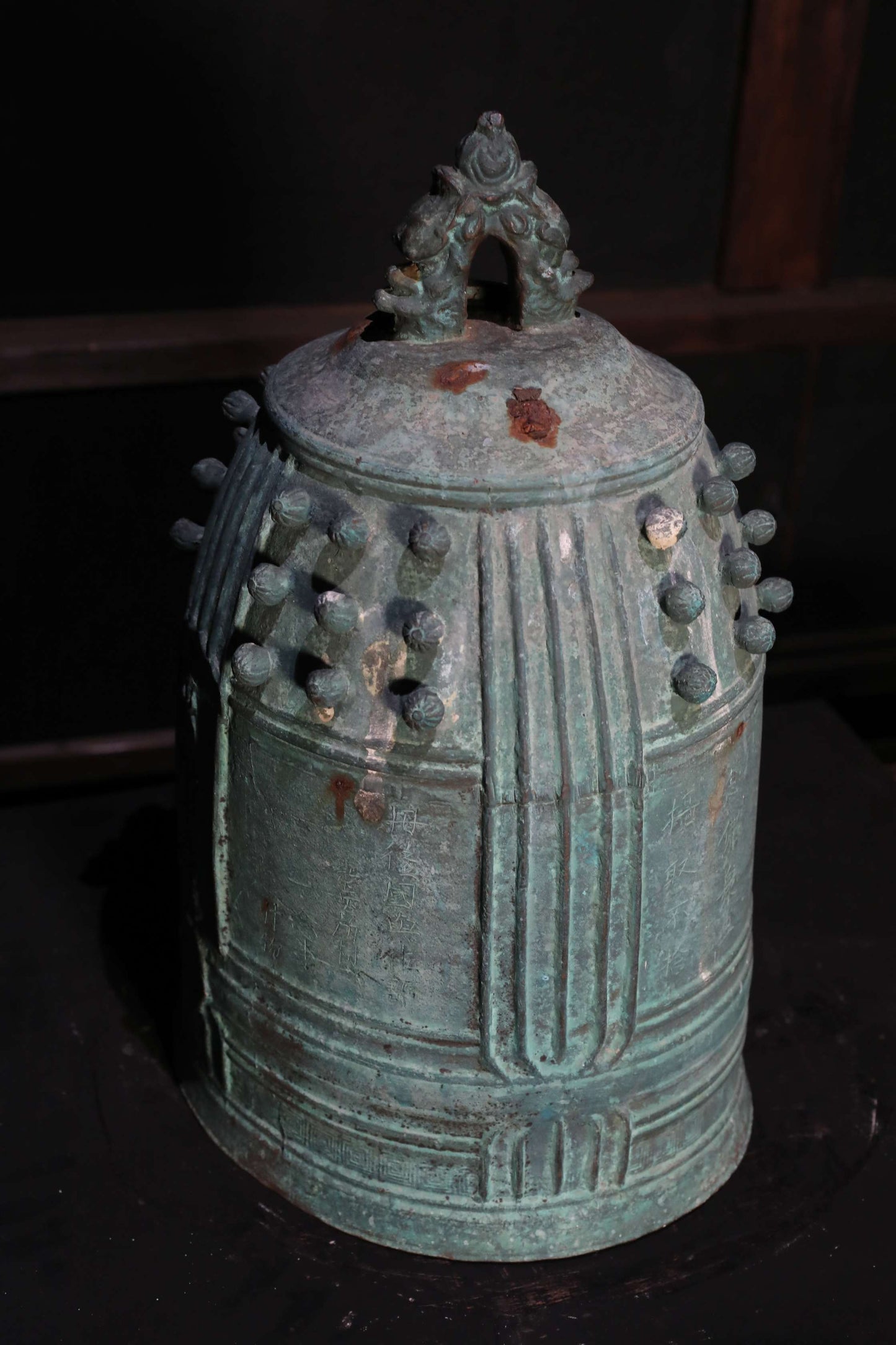 BIG! Japanese antique Buddhist temple bell Bronze large gong, big hanging bell, buddhist alter 梵鐘BON SHOU made in 1829 H18.1in/H46cm