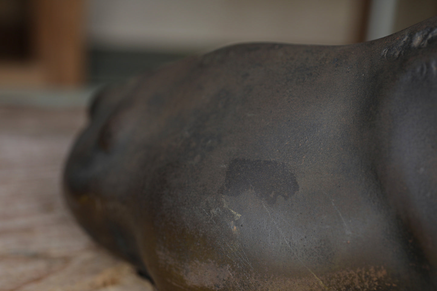 Japanese cast iron Cow Large Figurine, Vintage Animal Art (W16.5in/W42cm)