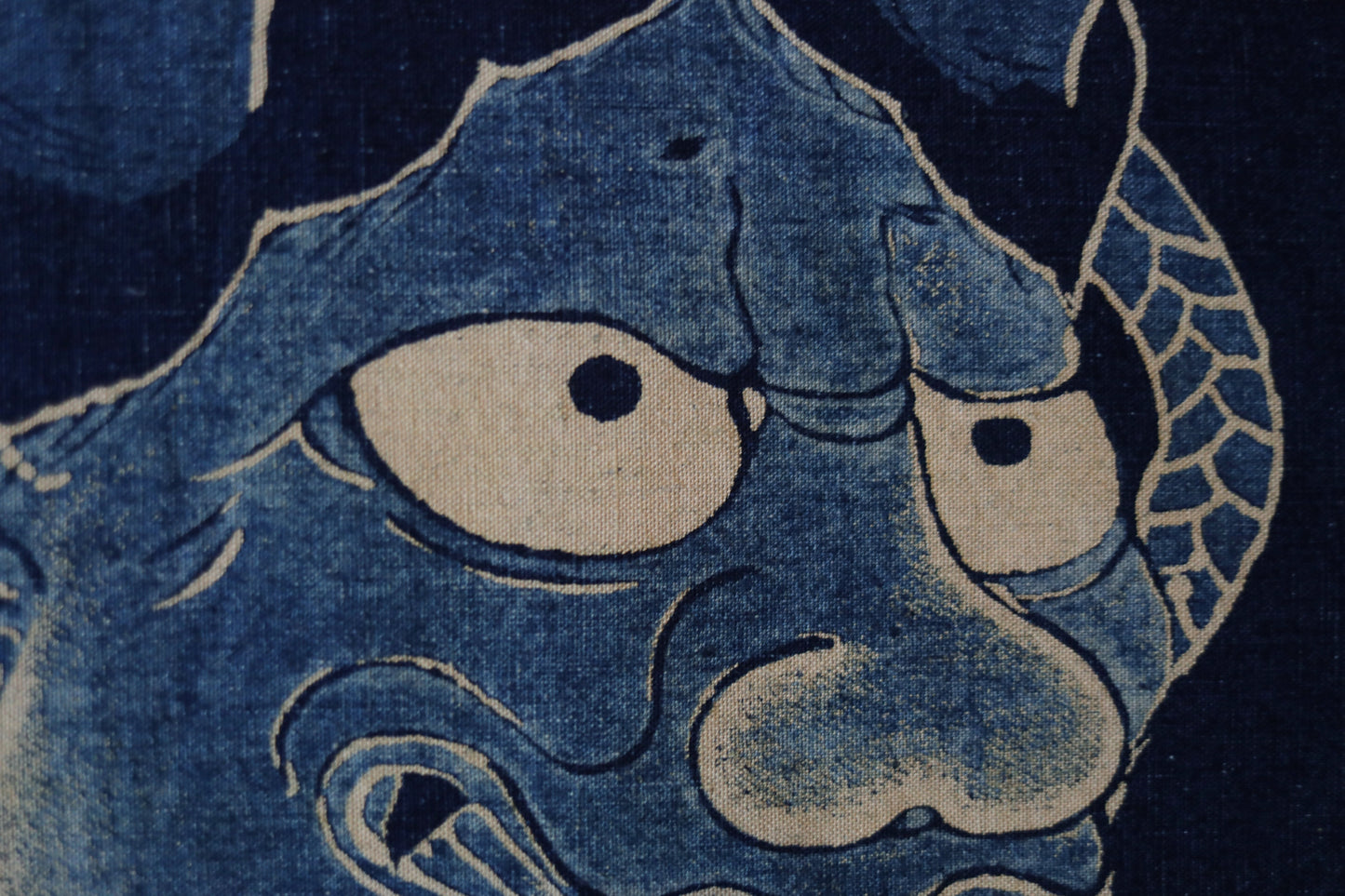 Japanese large wall drapery with Hannya carp KOI fish, dyed cloth 100% cotton, interior, wall decoration, NOREN H46.9×31.9in/H119×81cm