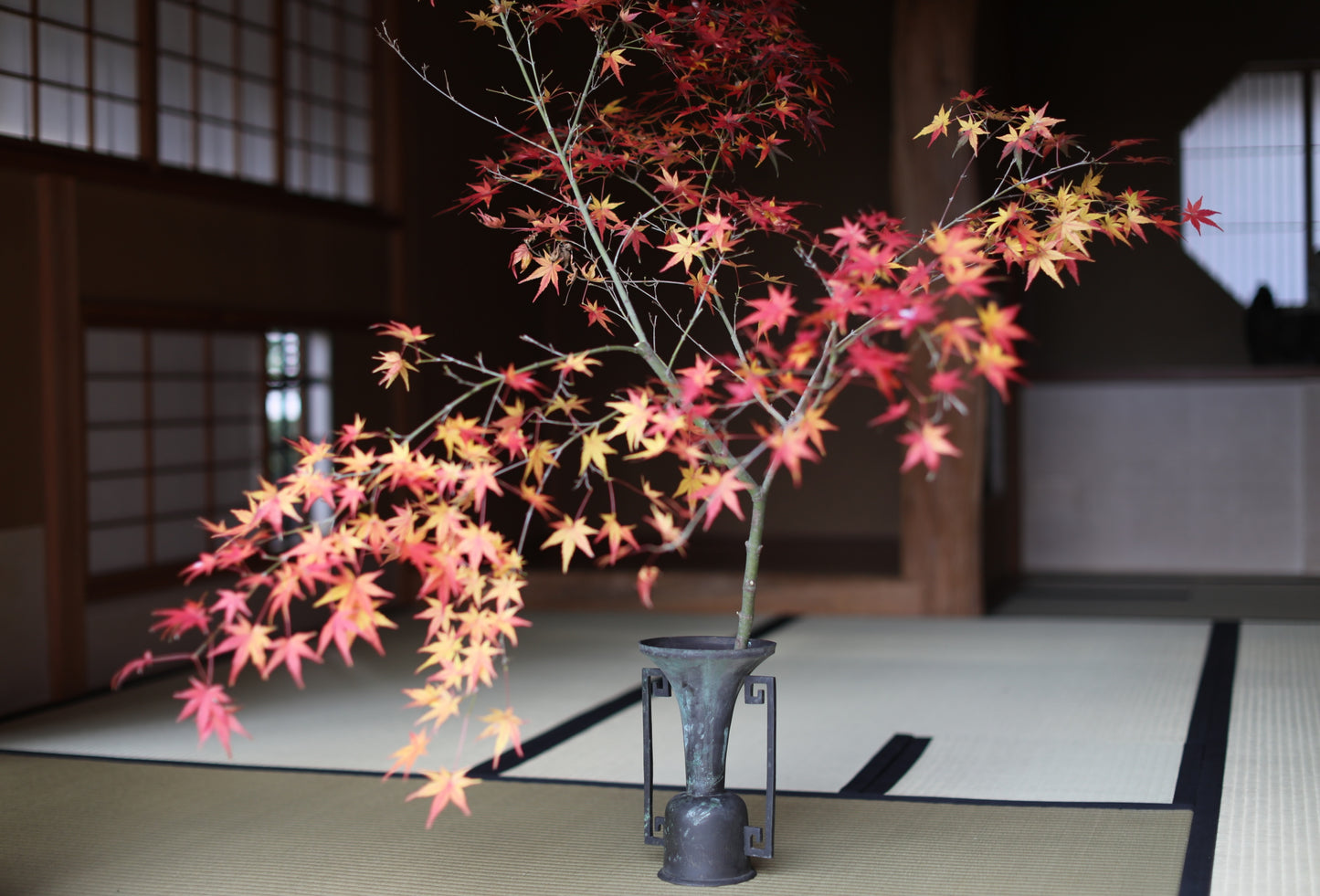 Antique Japanese Bronze Ikebana Vase, Temple Utensil, 1800s H9.8×6.3in/H25×16cm
