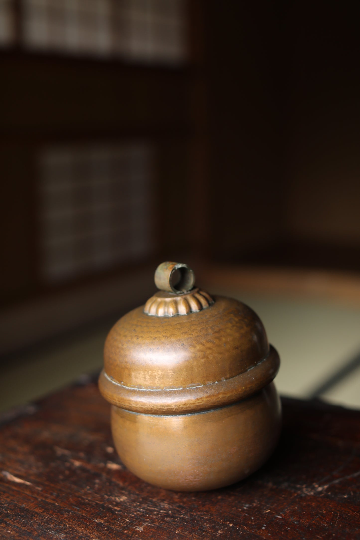 Suzu Bell- Shinto Japanese Antique Bronze Shrine, Handcrafted Metal (H7.7in/H19.5cm)