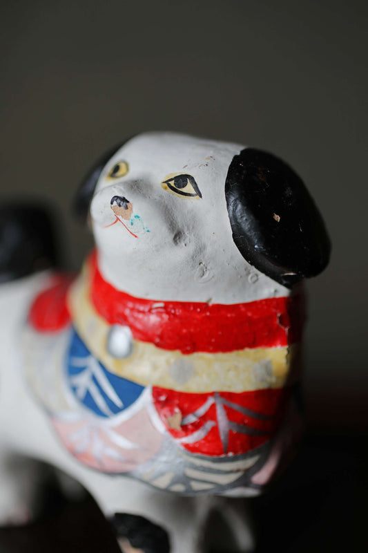 Japanese vintage Toy dog doll made of paper, Inu Hariko edo Toyama H4.1in/H10.3cm